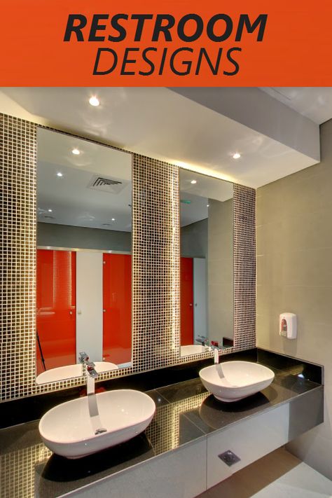 Take a look at these great examples of restroom interior design. Restroom Design, Fine Dining Restaurant, Fine Dining, Lighted Bathroom Mirror, Bathroom Mirror, Restaurant, Mirror, Interior Design, Furniture