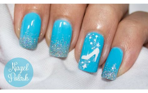 Create a Fairytale Look With 50 Fun and Easy Ideas For Disney Nails – Page 19 – Page 19 Simple Disney Nails, Disney Manicure, Disney World Nails, Cinderella Nails, Disney Nail Designs, Chalkboard Nails, Disney Inspired Nails, Nail Art Disney, Disney Cinderella