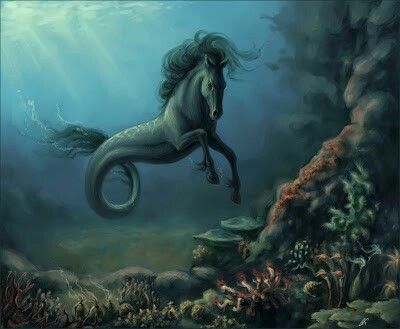 Kelpie. Celtic folklore Kelpie Horse, Mermaids Sirens, Monster Manual, Fantasy Horses, Legends And Myths, Celtic Mythology, Mermaids And Mermen, Mythical Beast, Dungeons Dragons