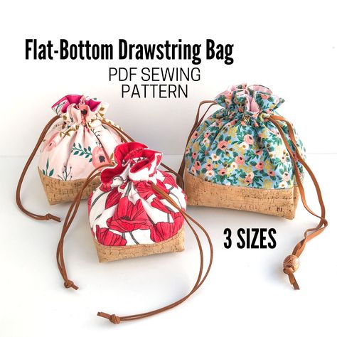 Make your own drawstring Bag in 3 sizes with this ad-free PDF Tutorial and PDF pattern. Colorblock pattern pieces included (no need to draw your own).Clear and detailed instructions great for beginner and advanced sewists.Drawstring bag can be used a... Drawstring Bag Pattern, Bag Sewing Pattern, Japanese Knot Bag, Bag Sewing, Dice Bag, Bag Stand, String Bag, Bag Patterns To Sew, Drawstring Bags