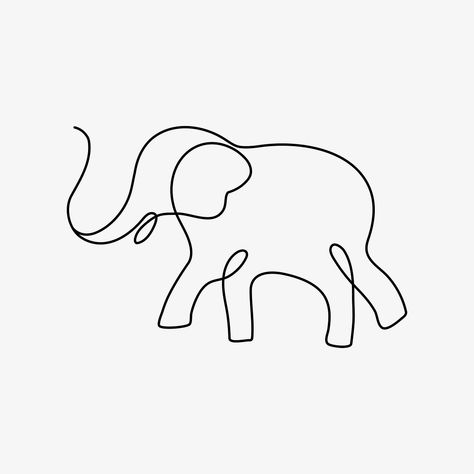 Elephant Tattoo Line Art, Outline Of Elephant Tattoo, Elephant Tattoos Line Art, Single Line Elephant Tattoo, Safari Tattoo Ideas, Elephant Simple Drawing, Elephant Line Tattoo, Elephant Outline Drawing, Elephant Outline Tattoo