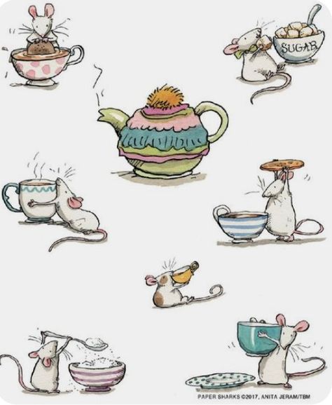 Mushroom Hats, Maus Illustration, Anita Jeram, Mouse Illustration, Mouse Drawing, Love Tea, 강아지 그림, Fairy Birthday, Cute Mouse