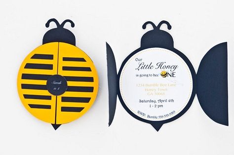 Bee 1st Birthday Party, Bumble Bee Invitations, Unique Birthday Party Themes, Bee 1st Birthday, Bumble Bee Party, Bee Project, Bee Themed Birthday Party, Bumble Bee Birthday, Bee Invitations