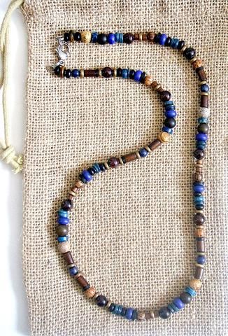 Beaded Necklace Men, Mens Jewelry Diy, Rocker Necklace, Jewish Star Necklace, Sand Necklace, Fire Jewelry, Accessories Organizer, Mens Necklace, Blue Beaded Necklace