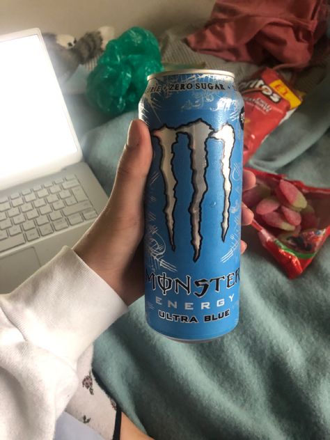 Monster Energy Drink, Blue Drinks, Monster Can, Monster Energy, Indie Kids, Homestuck, Blue Aesthetic, Energy Drink Can, Energy Drinks