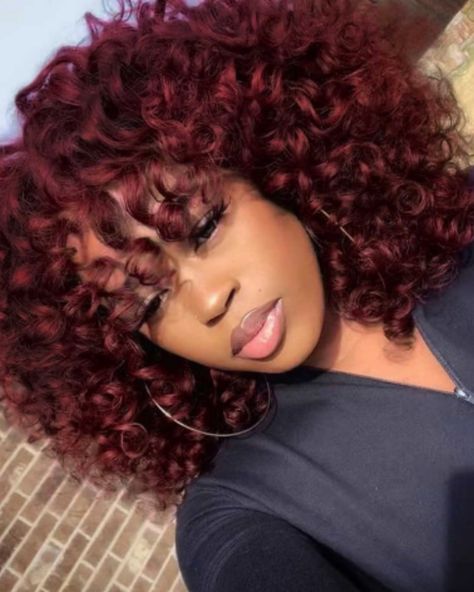 Burgundy Curly Hair, Hair Color Cherry Coke, Deep Red Hair Color, Pelo Color Vino, Deep Red Hair, Cherry Hair Colors, Wine Hair Color, Dark Red Hair Color, Maroon Hair