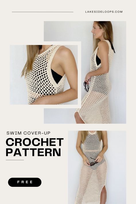 Crochet Beach Dress Pattern Free, Crochet Beach Wear Pattern, Crochet Bathing Suit Cover, Crochet Cover Up Dress, Crochet Beach Cover Up, Crochet Beach Wear, Crochet Dress Pattern Free, Crochet Bathing Suits, Crochet Beach Dress