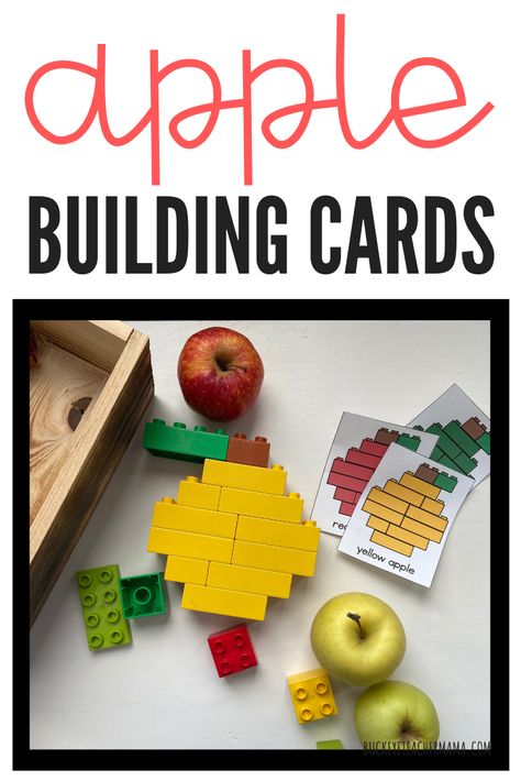 Preschool Apple Theme Block Center, Preschool Block Center Ideas For Fall, Apple Block Center Preschool, Montessori Apple Activities, Apple Theme Preschool Activities, Apple Stem Activities, Apple Activities Preschool, Apple Activities Kindergarten, Printable Activities For Toddlers