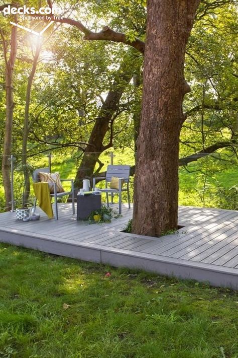 Deck Around Trees, Patio Shade Covers, Freestanding Deck, Building A Floating Deck, Tree Deck, Magic Carpet Ride, Floating Deck, Building A Pergola, Backyard Remodel