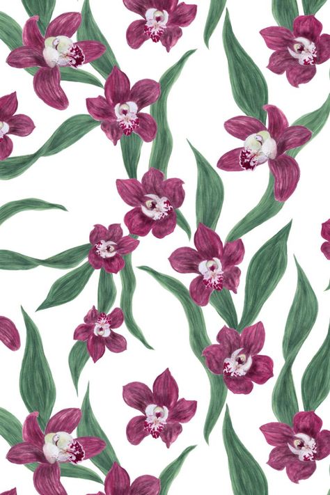 Pattern Design Inspiration, Orchid Flowers, Floral Printables, Beautiful Orchids, Orchid Flower, Textile Prints, Image Illustration, Seamless Pattern, Watercolor Painting