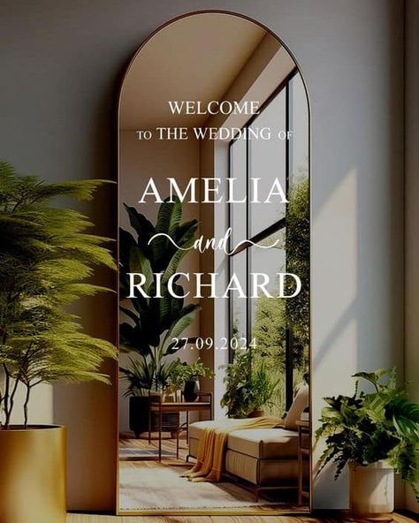 16 Welcome Wedding Signs - LADY WEDDINGS Welcome To The Wedding Sign, Ceremony Entrance, Reception Entrance, Wedding Mirror, Elegant Wedding Reception, Mirror Decal, Sign Sticker, Mirror Sign, Entrance Sign