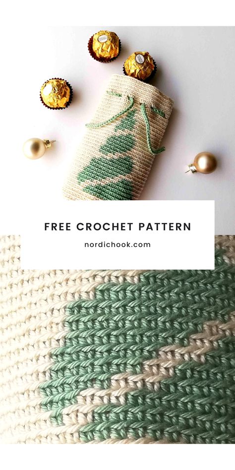 Crochet Gift Bags Christmas, Diy Christmas Crochet Gifts, Crochet Christmas Gift Bags, Crochet Christmas Socks Free Pattern, Crochet Christmas Bags, Crochet Christmas Bags Free Pattern, Winter Crochet Bag, Christmas Tapestry Crochet, Free Tapestry Crochet Patterns