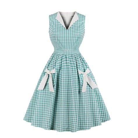 Wellwits Women's Lapel V Neck Plaid Pocket 1940s 1950s Vintage Swing Dress 4XL: Amazon.co.uk: Clothing Vintage 1950s Dresses 50 Style, 1950s Teen Fashion, 50s Clothes, Retro Attire, 1960s Clothing, 50s Clothing, Vestidos Pin Up, 50s Costume, 1950 Style