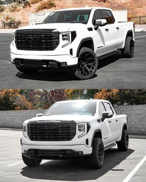 White Gmc Sierra 1500, White Gmc Sierra, Denali Truck, Sierra Denali, Black Wheels, Gmc Trucks, Gmc Sierra 1500, Sierra 1500, Now What