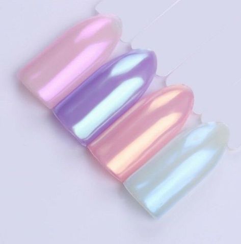 Shimmer Nail Art, Mermaid Nail, Nail Glitter Powder, Chrome Nail Art, Chrome Nails Designs, Mirror Nails, Unicorn Nails, Nail Shimmer, Mermaid Nails