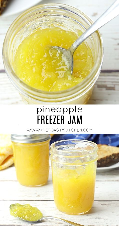 Pineapple Freezer Jam, Easy Freezer Jam, Pineapple Jam Recipe, Jam Cake Recipe, Summer Fruit Recipes, Strawberry Freezer Jam, Homemade Strawberry Ice Cream, Jam Packaging, Freezer Jam Recipes