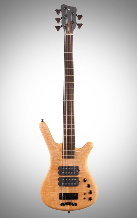 Warwick German Corvette DB 5 Bolt-On Electric Bass, 5-String (with Gig Bag) The 34" long-scale neck, centered MEC humbuckers and AAA flamed maple top set in a swamp ash body all make this German Warwick bass a low-end tone monster. #music #guitars #bass #art #bass guitar #rigquest #guitar gear #guitar rigs #afflnk