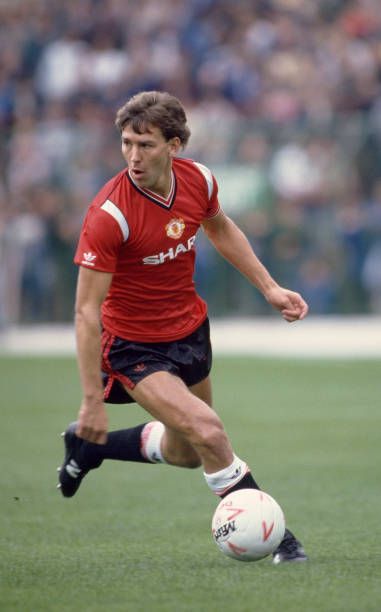 Bryan Robson of Manchester United in action during the Canon League Division One match between West Bromwich Albion and Manchester United at The... Bryan Robson, Man Utd Crest, Soccer Legends, 90s Stuff, Manchester United Legends, Manchester United Wallpaper, West Bromwich Albion, Manchester United Football Club, English Football