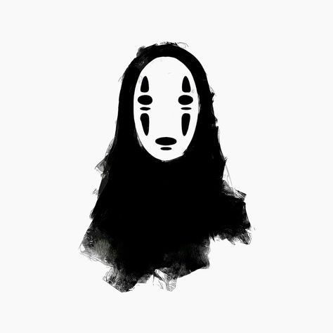 Kaonashi Aesthetic, Ghibli Black And White, Studio Ghibli Black And White, No Face Drawing, No Face Tattoo, Tattoo Zone, Japan Graphic Design, Ghibli Tattoo, Universe Tattoo