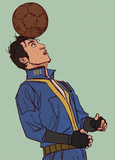 Sorry, the artstist of this picture. I have a bit changed it. Fallout Funny, Soccer Drawing, Vault Dweller, Fallout Fan Art, Lone Wanderer, Fallout Art, Blood Art, Art Trade, Character Design Male