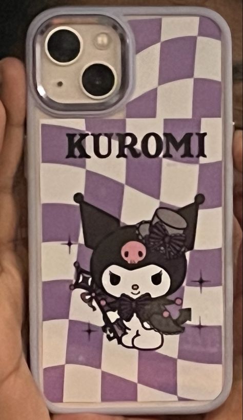 Self made kuromi phone case Kuromi Phone Case Iphone 11, Kuromi Iphone Case, Korumi Stuff, Emo Phone Cases, Kuromi Phone Case, Kuromi Aesthetic, Telephone Cases, Phone Case Diy Paint, Pink Wallpaper Hello Kitty