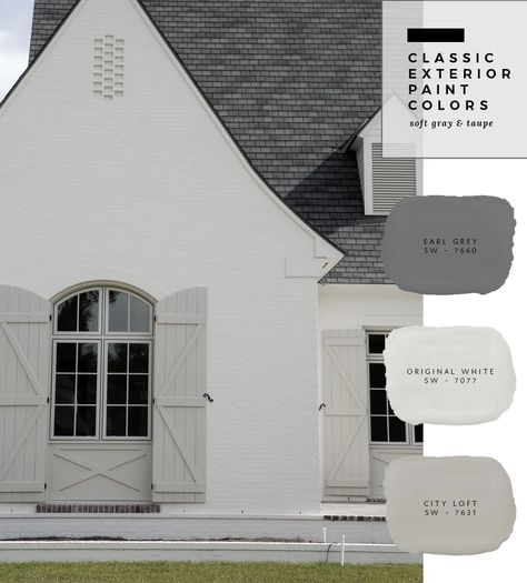 Exterior Paint Color Combinations - Room for Tuesday Timeless Exterior, Exterior Paint Combinations, Exterior Paint Color Combinations, Stucco Colors, Paint Color Combinations, White Exterior Houses, Exterior House Colors Combinations, House Paint Color Combination, Color Combinations Paint