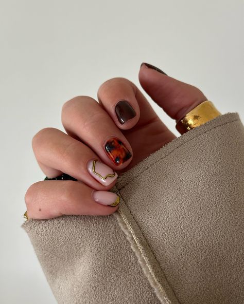 Autumnal nails who?!🍁🤭🍂✌🏼🎃 Fall Nail Inspo Short, Autumnal Nails, Nail Inspo Short, Fall Nail Inspo, Fall Nail, Green And Brown, Nail Inspo, Nails, Quick Saves