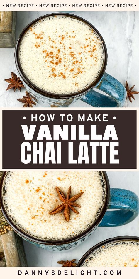 Save money and avoid the long line at the coffee shop by making this simple and delicious homemade Vanilla Chai Tea Latte! This beverage has all the right spices and is extremely smooth. Whether you drink it warm or iced, this is a beautifully balanced beverage. Chai Tea Latte At Home, Homemade Chai Tea Latte, Homemade Chai Latte, Vanilla Chai Latte, Make Your Own Vanilla, Vanilla Chai Tea, Chai Latte Recipe, Healthy Spring Recipes, Homemade Chai