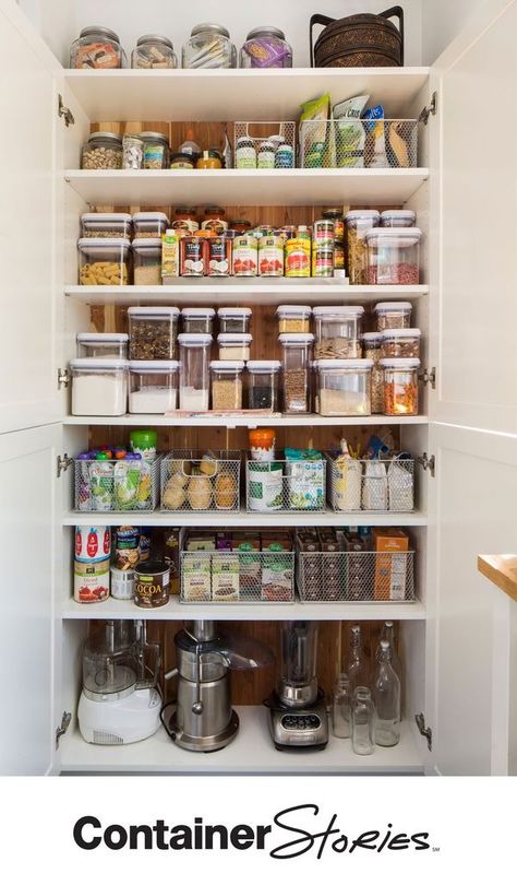 Container Store Closet, Organization Containers, Pantry Redo, Kitchen Pantry Organization, Diy Pantry Organization, Pantry Baskets, Organizing Storage, Pantry Containers, Pantry Organizer