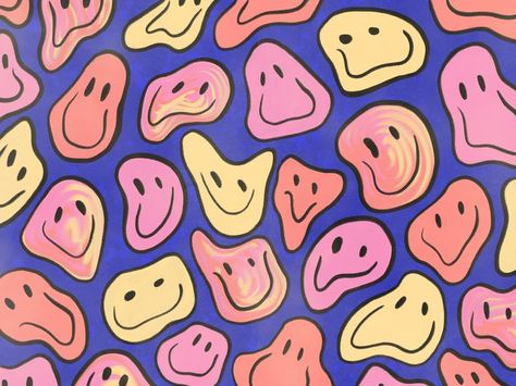 Trippy Smiley Face Pattern Smiley Nail Art, Trippy Smiley Face, Gallery Wall Artwork, Smiley Face Pattern, Face Pattern, You Know It, College Art, Smiley Face, Smiley