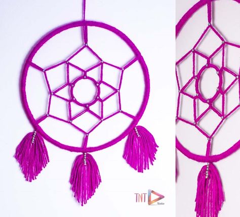 DIY Very Easy Method of Dream Catcher Making | New Style Dreamcatcher Step By Step Tutorial Stitch Dreamcatcher, Dream Catcher Patterns Step By Step, Dream Catcher Making, Dream Catcher Tutorial, Dream Catcher Patterns, Deco Mesh Wreaths Diy, Mesh Wreath Diy, Color Dream, Dream Catcher Diy