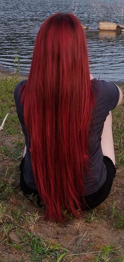 Long Red Hair Dyed, Waist Length Red Hair, Very Long Red Hair, Long Dyed Red Hair, Really Long Hair Styles, Full Red Hair, Dark Roots Red Hair, Super Long Red Hair, Poppy Red Hair