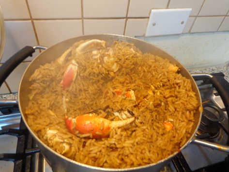 Crab and rice Zatarains Crab Boil Recipe, Imitated Crab Recipes With Rice, Crab And Rice, Seafood Rice With Crab And Shrimp, Seafood Thanksgiving, Bahamian Recipes, Bahamian Crab And Rice, Crab Rice, Cabbage Beach Nassau Bahamas