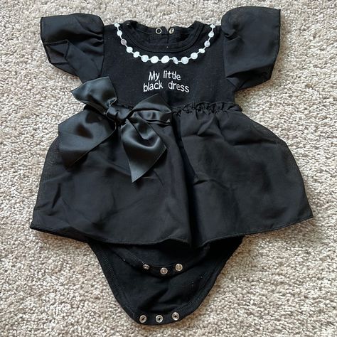 Baby Girl Onesie, My Little Black Dress - Size 3-6 Months. Nwot And Never Worn. Emo Baby Clothes, Goth Baby Nursery, Gothic Baby Nursery, Gothic Baby Clothes, Alternative Baby Clothes, Goth Baby Clothes, Halloween Baby Clothes, White Baby Clothes, Baby Onsie