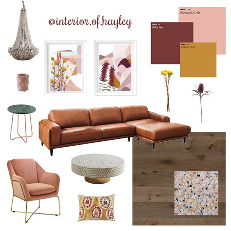 Ensuite Interior Design Mood Board by Habitat_by_Design | Style Sourcebook Leather Sofa Mood Board, Mood Board Examples, Mood Board Ideas, Living Room Mood Board, Room Mood Board, Brown Couch Living Room, Design Mood Board, Brown Couch, Mid Century Modern Living Room