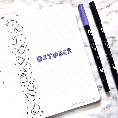 Spooky Bullet Journal for October October Bullet Journal Cover Ideas, October Bullet Journal Cover, Fall Bullet Journal, Bullet Journal Theme Ideas, Journal Theme Ideas, Journal Cover Ideas, October Bullet Journal, Journal October, Bullet Journal October