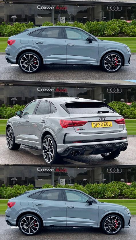 This Gorgeous Approved Used Audi RS Q3 Sportback Sport Edition 400 PS S tronic petrol semi automatic looks phenomenal in Nardo Grey , is complemented by the stunning 21" 5 V spoke polygon design alloy wheels in anthracite black with diamond cut finish Audi Rs Q3 Sportback, Polygon Design, Nardo Grey, Audi Rs, Alloy Wheel, Diamond Cut, Audi, Bmw Car, Cars