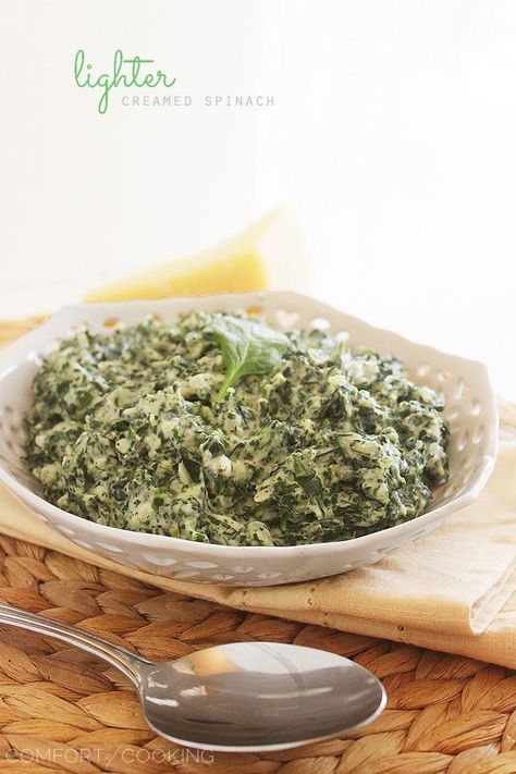 Lighter Creamed Spinach Spinach Creamed, Creamed Spinach Recipe, Spinach Benefits, Spinach Casserole, Recipes For The Whole Family, One Month Old, Delicious Cream, Leafy Vegetables, Creamed Spinach