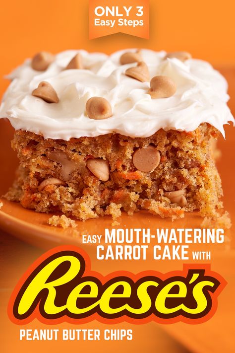 Why bake a carrot cake when you can bake a carrot cake with REESE’S Peanut Butter Chips? The result is moist, crumbly and incredibly delicious. Easter never tasted so good. Peanut Butter Carrot Cake, Slow Cooker Recipes Shrimp, Slow Cooker Recipes Cheap, Peanut Butter Chip Recipes, Slow Cooker Mexican Recipes, Fall Slow Cooker Recipes, Summer Slow Cooker Recipes, Vegan Slow Cooker Recipes, Vegetarian Slow Cooker Recipes