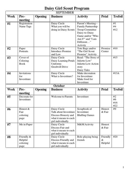 Kaper Chart, Girl Scout Levels, Girl Scout Daisy Activities, Daisy Ideas, Girl Scout Troop Leader, Meeting Template, Brownie Scouts, Daisy Troop, Scout Crafts