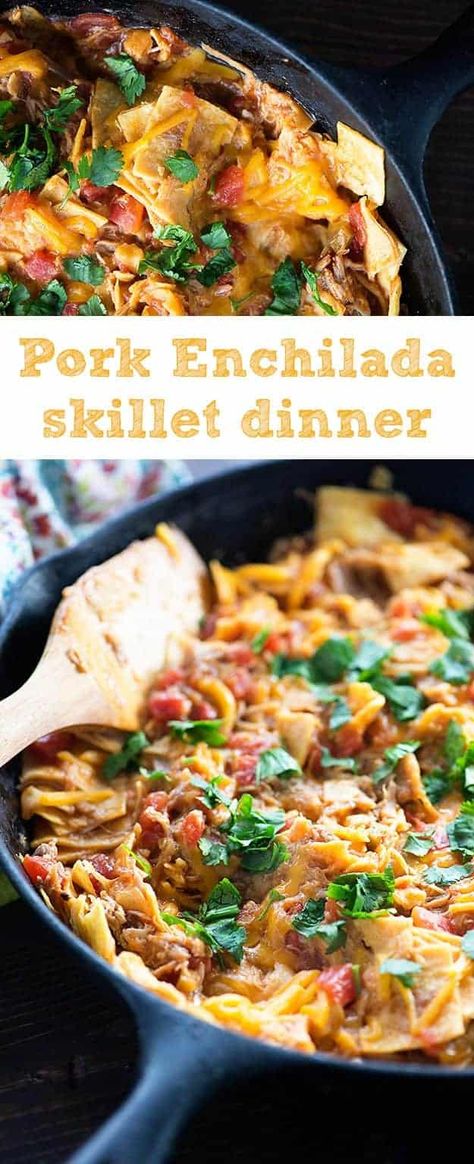 Pulled Pork Enchilada Skillet Leftover Pork Roast Recipes Mexican, Pork Shoulder Leftovers, Pork Rib Leftover Recipes, Leftover Rib Meat Recipes, Leftover Pork Ribs What To Do With, Pulled Pork Dishes Ideas, Leftover Ribs What To Do With, Cooked Pork Recipes Leftover, Leftover Pork Ribs Recipes