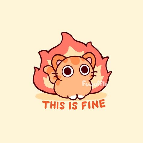 This is fine~ 🐈🔥 May you survive this Monday like this silly lil orange kitty 😭 I’ve been wanting to doodle this meme for a long time and it was a little more challenging drawing these eyes than I thought it’d be 😅 He’ll be coming to my shop soon as a silly sticker! ✨ 🌷 #fuwuffle #orangecat #meme #cute #funny #cuteartwork #cuteartstyles #cutecatart #cutestickers #stationery #cuteartist #cutedrawing #motivation #inspiration #workhumor #relatable Exercise Coach, Silly Doodles, Cute Dragon Drawing, Orange Icons:), October Art, Fat Belly, Mini Doodle, Tummy Workout, Animal Doodles