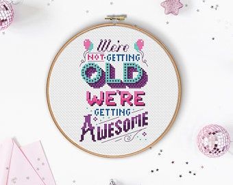 Birthday Cross Stitch Patterns, Emma Congdon, Birthday Cross Stitch, Contemporary Cross, Cross Stitch Quotes, Nerd Crafts, Geek Crafts, 50th Birthday Cards, Cross Stitch Funny