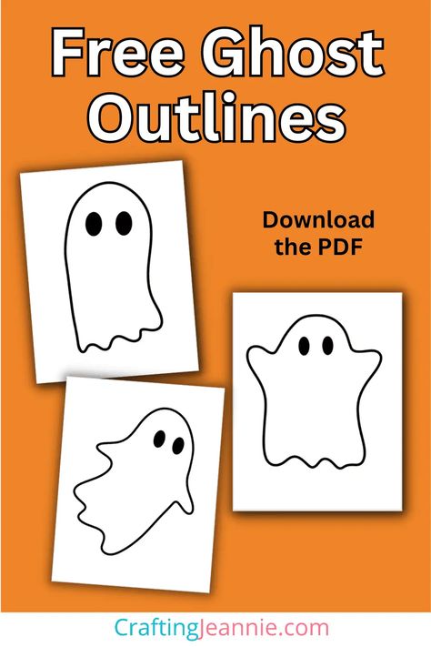 Free Ghost Outline - PDF - Crafting Jeannie Ghost Preschool Activities, Halloween Party Preschool, Ghost Crafts Preschool, Halloween Crafts Snacks, Halloween Craft Templates, Boy Scout Crafts, Ghost Outline, Kids Crafts Toddlers, Ghost Template