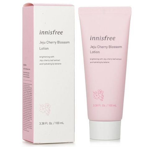 Innis Free, Cherry Blossom Lotion, Innisfree Jeju Cherry Blossom, Jeju Cherry Blossom, Cherry Leaf, Pretty Skin Care, Pretty Skin, Face Scrub, Girl Bands