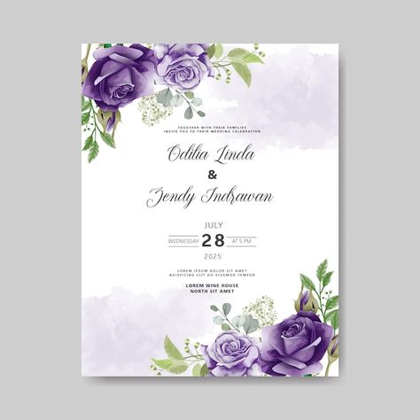 Beautiful floral wedding invitation card | Premium Vector #Freepik #vector #floral-invitation #wedding-set #watercolor-invitation #wedding-watercolor Floral Template, Wedding Badges, Red Wedding Invitations, Elegant Wedding Invitation Card, Elegant Wedding Stationery, Floral Wedding Invitation Card, Wedding Watercolor, Engagement Card, Navy Wedding Invitations