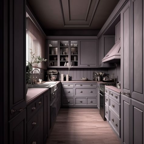 21 Drop-Dead Gorgeous Greige Kitchen Cabinets - Amanda Katherine Dark Greige Kitchen Cabinets, Dark Beige Kitchen, Dark Taupe Kitchen Cabinets, Black Walls Kitchen, Kitchen Painting Ideas, Dark Greige, Greige Kitchen Cabinets, Taupe Kitchen Cabinets, Modern Kitchen Trends