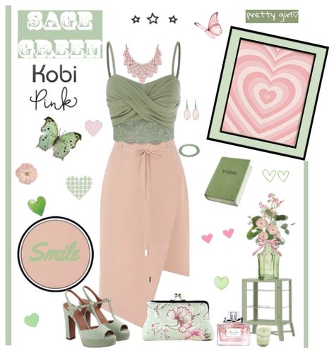 Sage Green & Kobi Pink Outfit | ShopLook Light Green And Pink Outfit, Surprise Dance Outfits, Tee Design Print, Txt Concert, Mushroom Core, Surprise Dance, Shoplook Outfits, Dance Outfit, Outfit Challenge