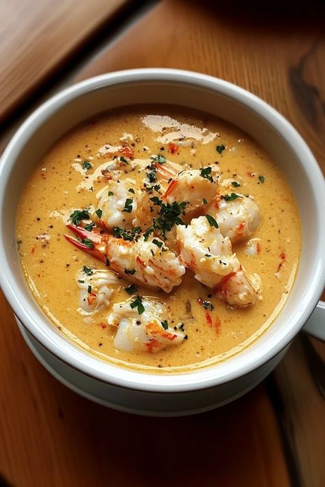 Dive into a bowl of luxurious creamy crab bisque! This rich, flavorful seafood soup will warm your soul with its velvety texture and delicate crab flavor. Perfect for a cozy dinner or special occasion. Ready to cook? Click for the recipe! #CrabBisque #SeafoodSoup #CreamyCrab #SoupRecipe #ComfortFood #DinnerIdeas #CrabLovers #SeafoodBisque #EasyRecipes #HomemadeBisque #SeafoodLovers Bayou Crab Chowder, Cooktop Cove Crab And Shrimp Seafood Bisque, Crab Dinner Party, Keto Crab Bisque, Coconut Crab Soup, Crab Corn Chowder Recipe, She Crab Soup Recipe, Recipes With Crab, Crab Bisque Soup