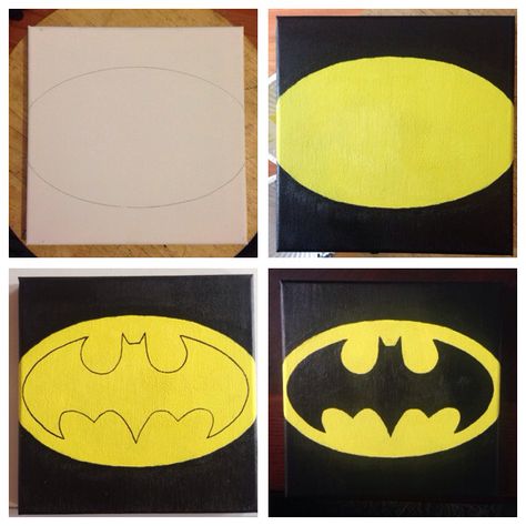 Batman Batman Painting Ideas, Batman Painting Easy, Batman Art Painting, Batman Canvas Painting, Spiderman Painting, Batman Painting, Marvel Paintings, Diy Canvas Art Easy, Batman Drawing